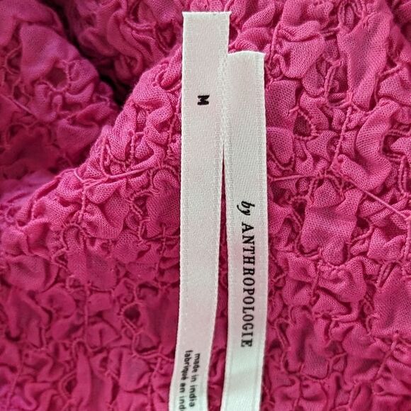 Anthropologie Crinkle Gauze Strapless Smocked Coverup Cut Out Beach Dress Sz M - Picture 11 of 13